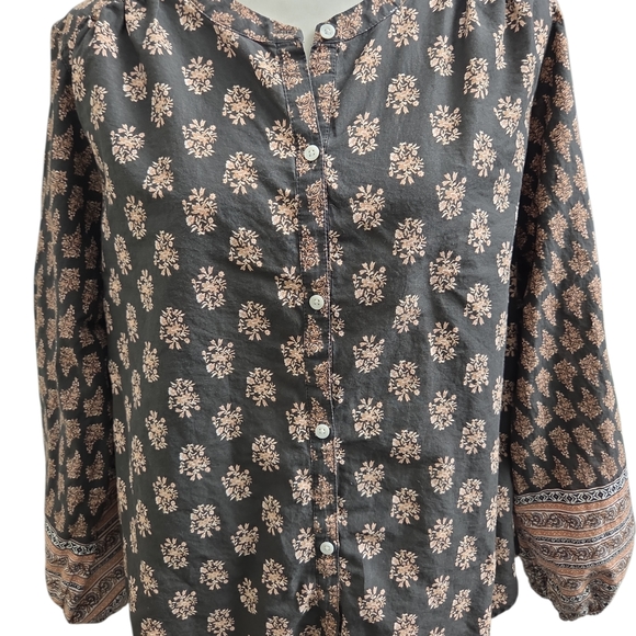 Lucky Brand Black and Pink Floral Blouse - Picture 3 of 9